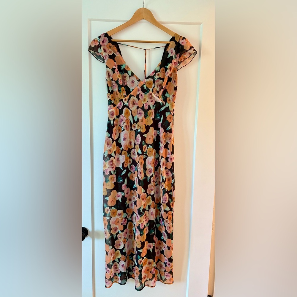 NWT Park & Fifth Sonora Floral Maxi Dress (Blk/Pink/Orng)